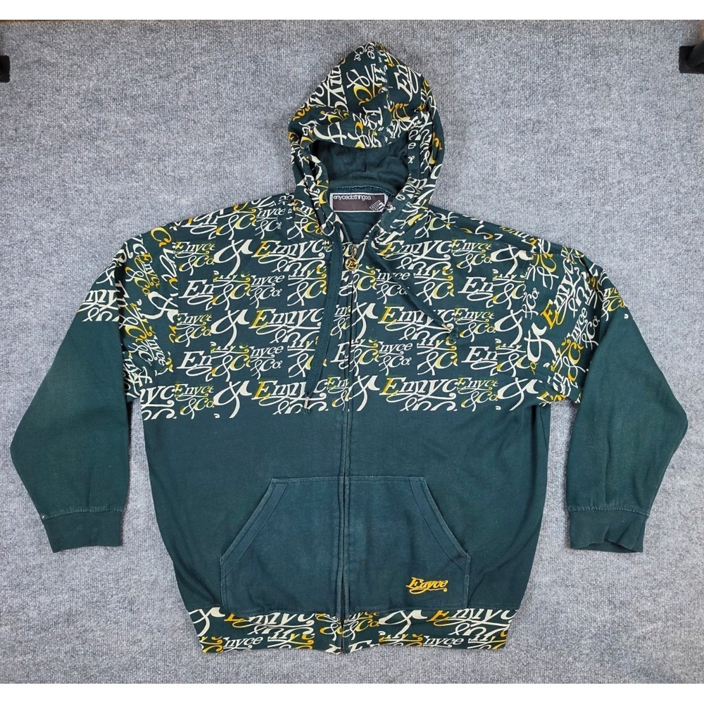 Mens 3XL Enyce Hoodie Sweatshirt Full Zip AOP Logo Hip Hop Grunge Skate Y2K